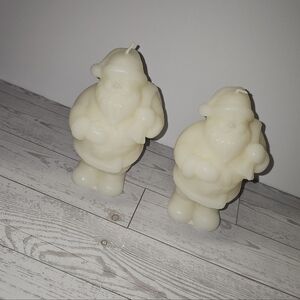 Cream Santa Claus Decorative Candle - Set of 2
